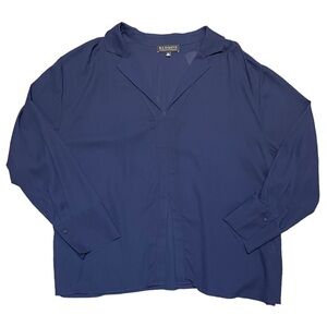 Eloquii Navy Blue Sheer‎ Business Casual Collared Blouse Women's Plus 22 NWT